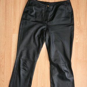 Leather Women's Black Vintage Pants, High Waist Mom, Size S